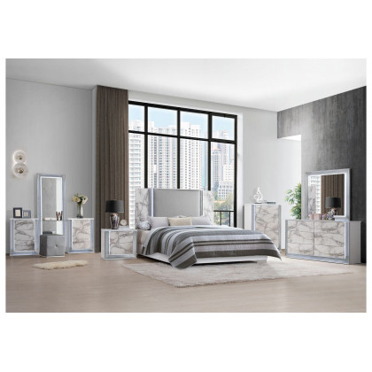 GF Ylime White Marble Bed With Led