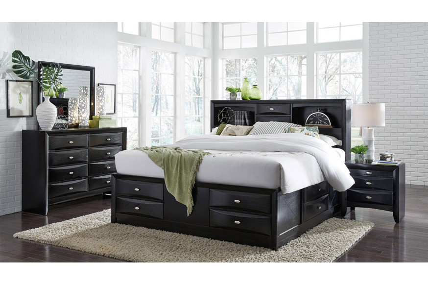 GF™ Linda Bed Group Collection - Black, Queen Size