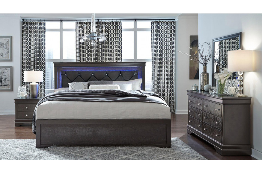 GF™ Pompei Bed Group Collection - Metallic Gray, Full Size