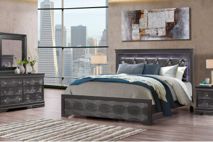 GF™ Pompei Bed Group Collection - Metallic Gray, Full Size