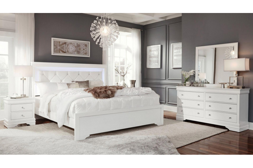 GF™ Pompei Bed Group Collection - Metallic White, Queen Size