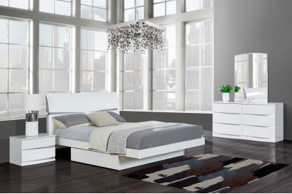 GF™ Aurora Bed - White High Gloss, Queen Size
