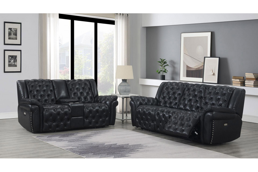 GF™ Evelyn Living Room Set with Power Console Reclining Loveseat and Power Recliner - Charcoal