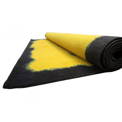 Gordian Rugs Expressionist Handwoven Rug 1 - Yellow/Green/Teal/Charcoal, 9" x 12"