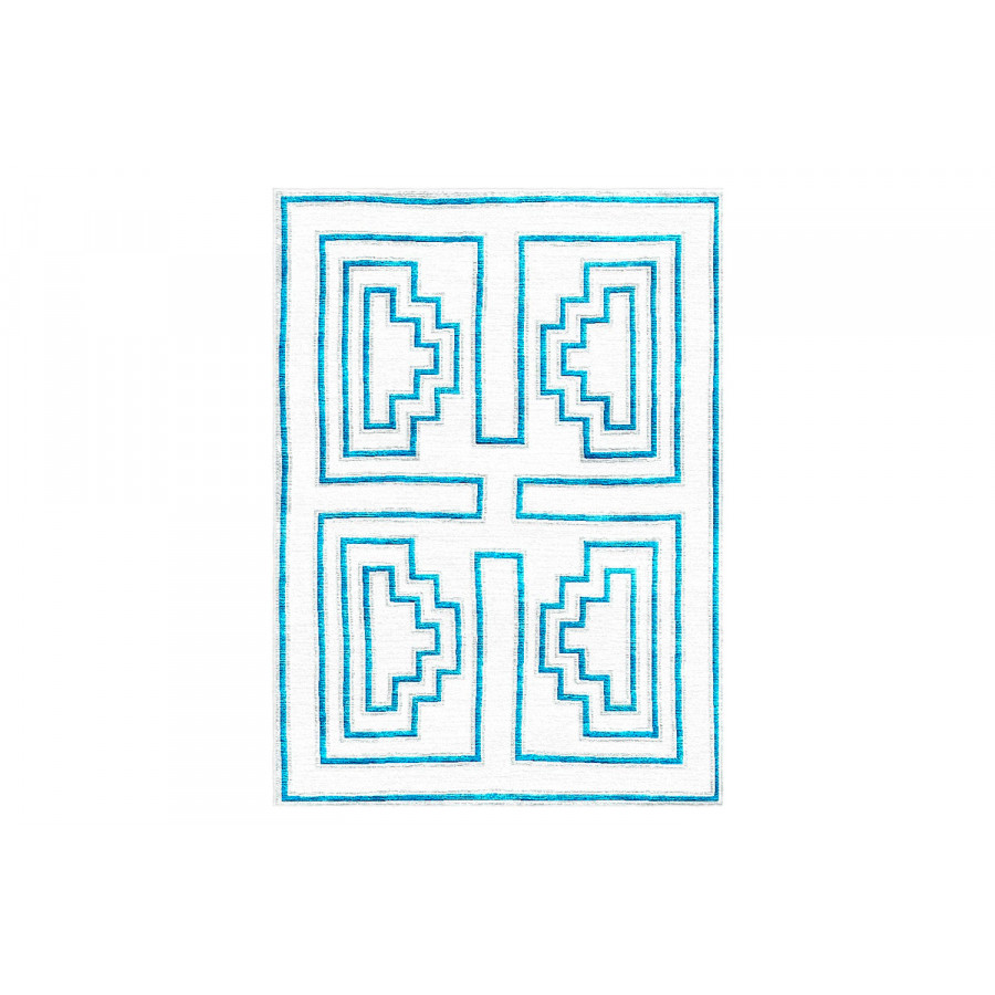 Gordian Rugs Labyrinth Modern Rug Blue/White - 5" x 8"