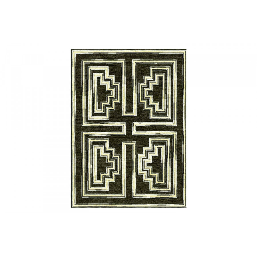 Gordian Rugs Labyrinth Modern Rug Black & Yellow - 6" x 9"