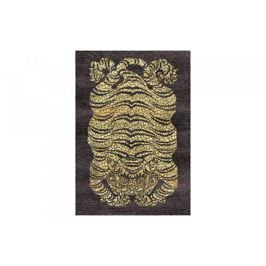 Gordian Rugs Tibetan Tiger Rug 5 - Charcoal Gray/Yellow, 6" x 9"