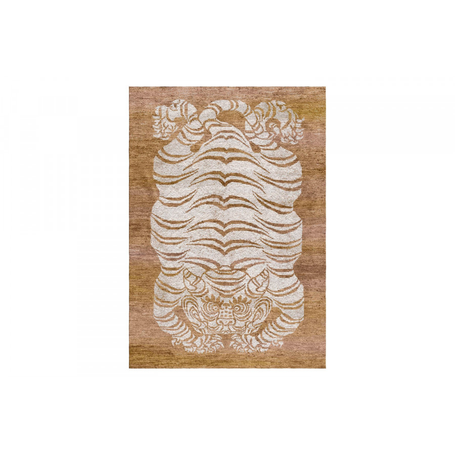 Gordian Rugs Tibetan Tiger Rug 4 - Coffee Brown/Beige, 10" x 14"