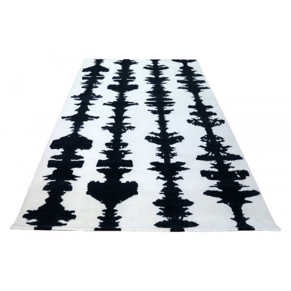 Gordian Rugs Ink Blot Designer Rug 7 - Black/White, 10" x 14"