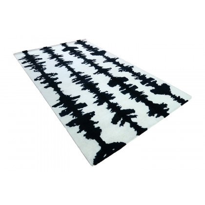 Gordian Rugs Ink Blot Designer Rug 7 - Black/White, 10" x 14"
