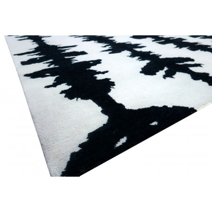 Gordian Rugs Ink Blot Designer Rug 7 - Black/White, 10" x 14"