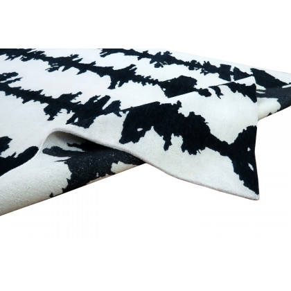Gordian Rugs Ink Blot Designer Rug 7 - Black/White, 10" x 14"