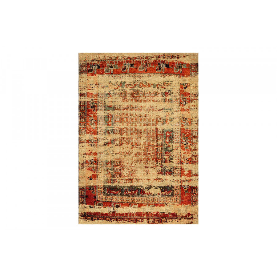 Gordian Rugs Pazyryk Modern Rug 3 - Green/Red/Beige, 5" x 8"