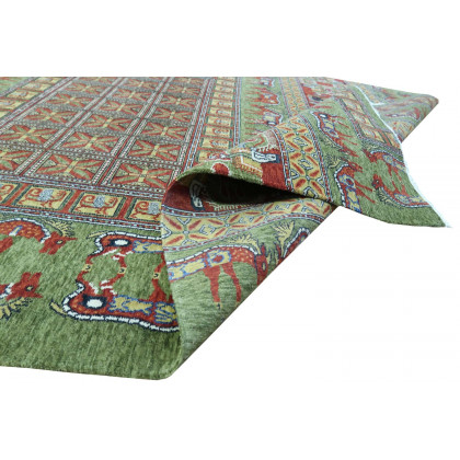 Gordian Rugs Pazyryk Modern Rug 2 - Green/Red/Beige, 4" x 6"