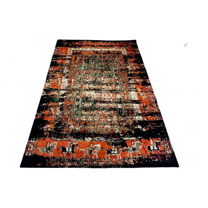 Gordian Rugs Pazyryk Modern Rug 1 - Red/Black/Green/Beige, 6" x 9"