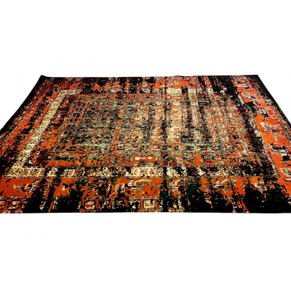 Gordian Rugs Pazyryk Modern Rug 1 - Red/Black/Green/Beige, 6" x 9"