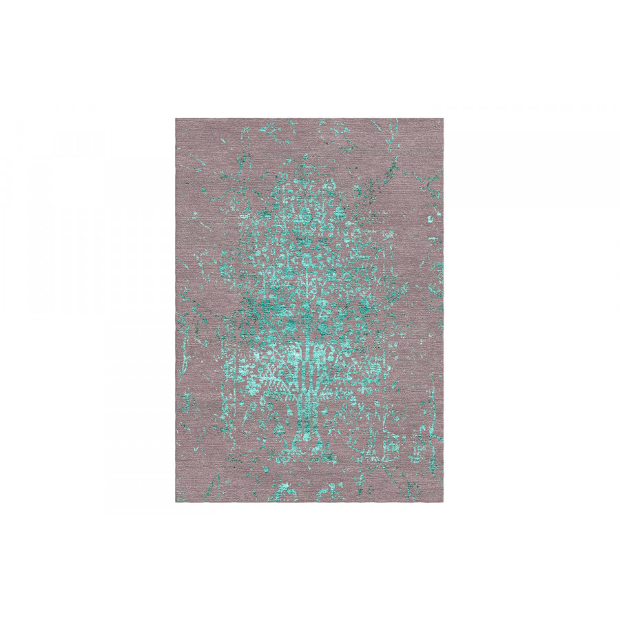 Gordian Rugs Modern Tabriz Rug 14 - Gray/Neon Mint, 5" x 8"