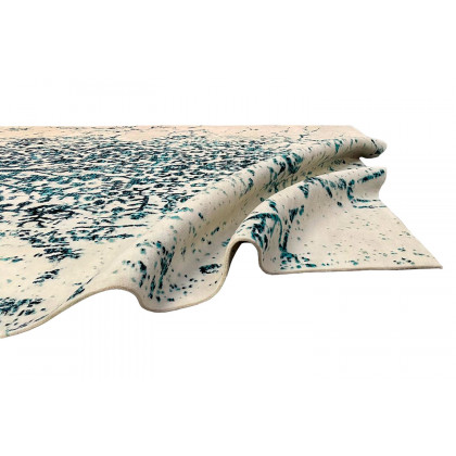 Gordian Rugs Modern Tabriz Rug 6 - White/Turquoise, 5" x 8"