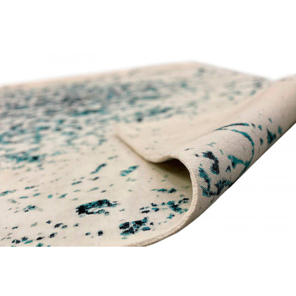 Gordian Rugs Modern Tabriz Rug 6 - White/Turquoise, 5" x 8"