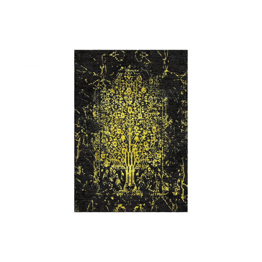 Gordian Rugs Modern Tabriz Rug 1 - Black/Yellow, 6" x 9"