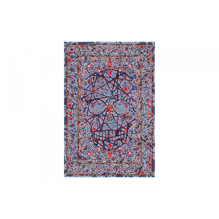 Gordian Rugs Modern Persian Skull Rug Blue/Purple - 4" x 6"