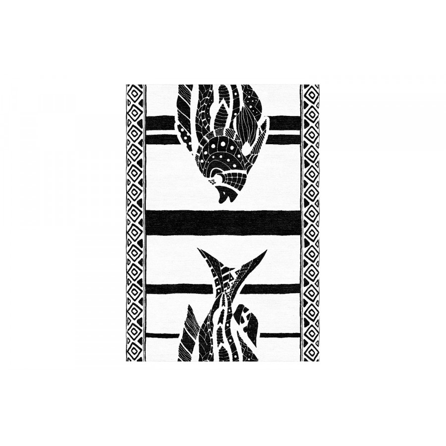 Gordian Rugs - Fish Wool Rug Black And White