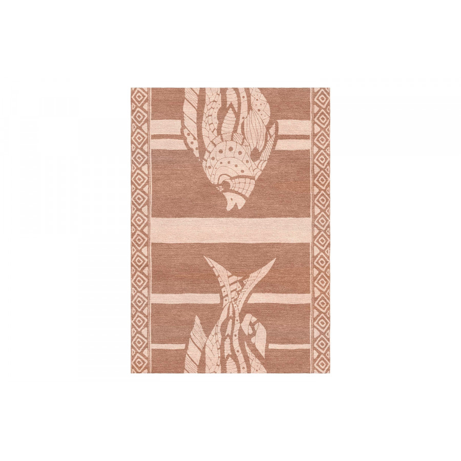 Gordian Rugs Fish Wool Rug Beige - 8" x 10"