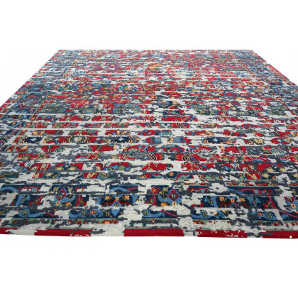 Gordian Rugs Laterem Modern Persian Rug - Multi Color/Red, 9" x 12"