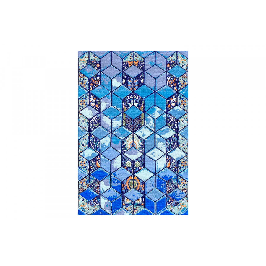 Gordian Rugs 3D Persian Rug 3 - Blue, 6" x 9"