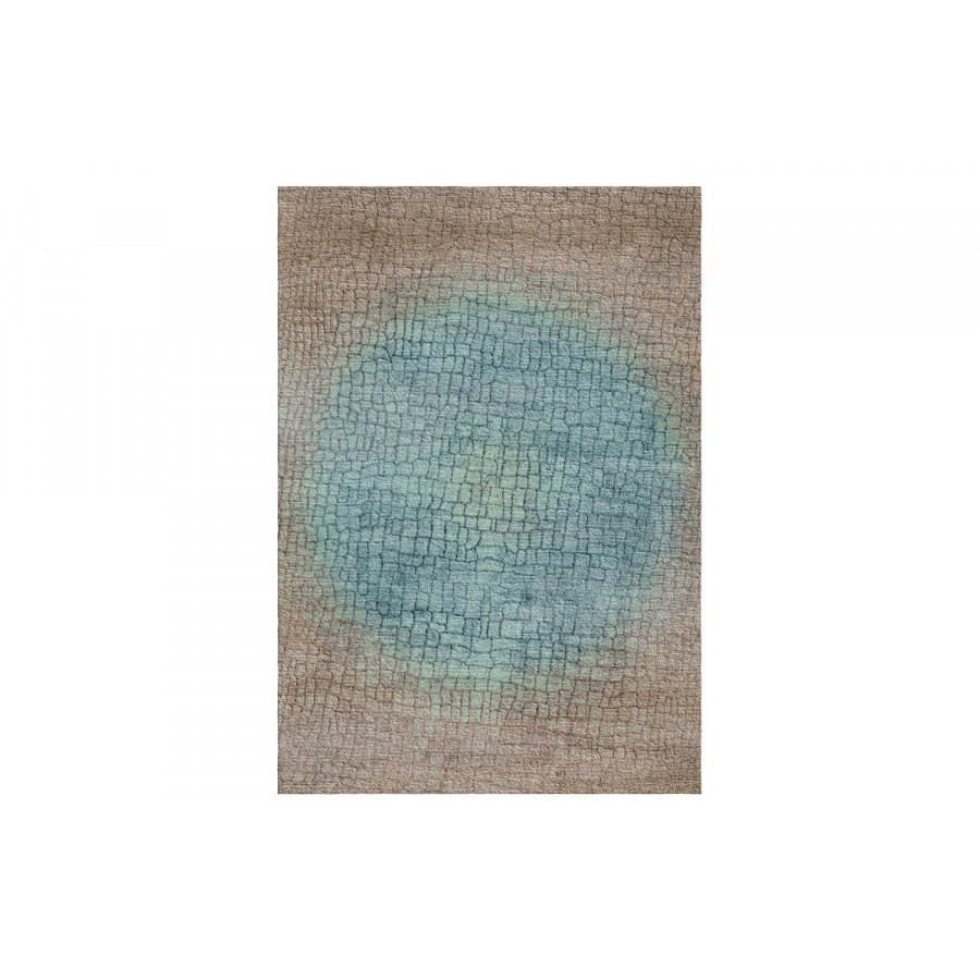 Gordian Rugs Jacaré Silk Rug 5 - Beige/Baby Blue, 10" x 14"