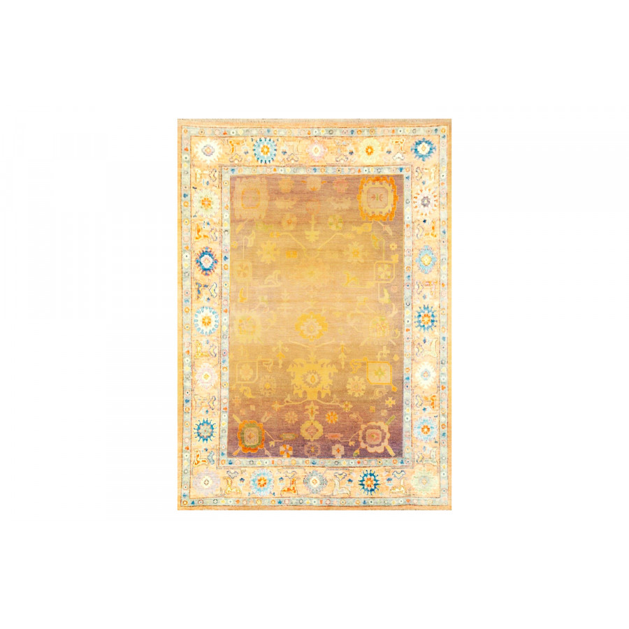 Gordian Rugs Modern Oushak 39 Rug - Yellow/Peach/Multi, 6" x 9"