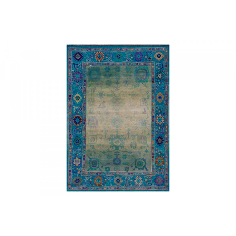 Gordian Rugs Modern Oushak 37 Rug - Green/Blue/Multi, 4" x 6"