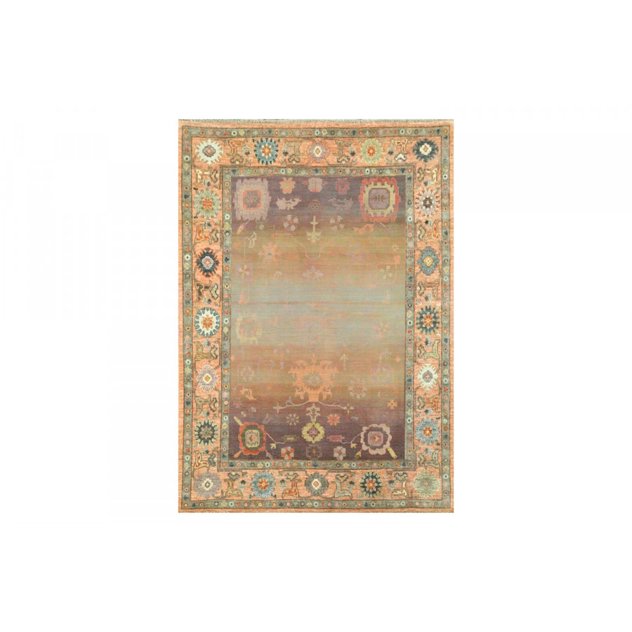 Gordian Rugs Modern Oushak 27 Rug - Peach/Lilac/Multi, 9" x 12"