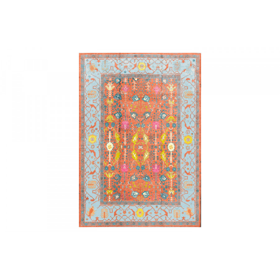 Gordian Rugs Modern Oushak 25 Rug - Sky Blue/Orange/Multi, 4" x 6"