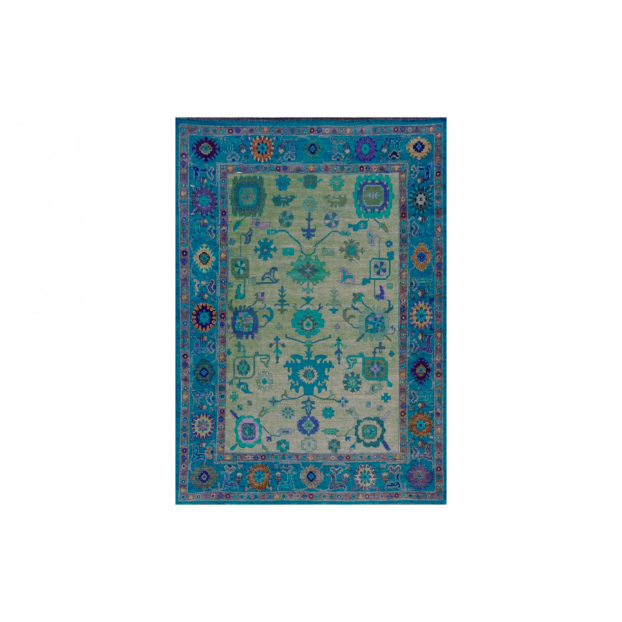 Gordian Rugs Modern Oushak 18 Rug - Blue/Green, 6" x 9"