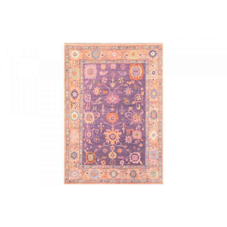 Gordian Rugs Modern Oushak 13 Rug - Peach/Plum, 9" x 12"