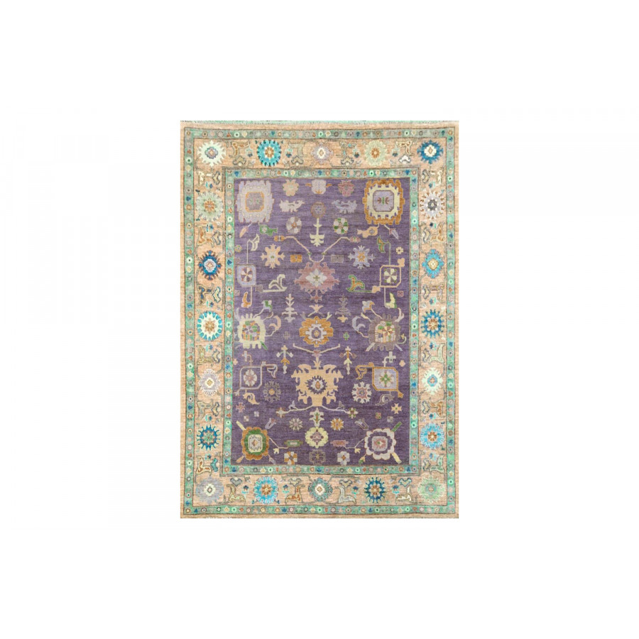 Gordian Rugs Modern Oushak 12 Rug - Peach/Plum, 9" x 12"