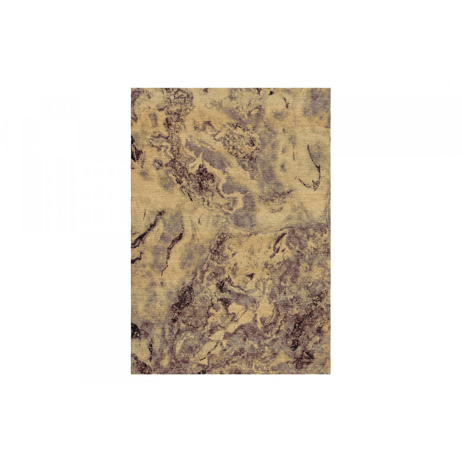 Gordian Rugs Marble Wool And Silk Rug 19 - Neutral/Multi Color, 6" x 9"