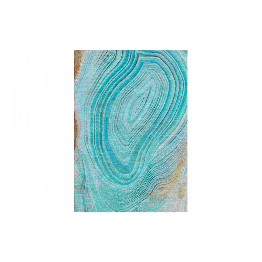Gordian Rugs Marble Wool And Silk Rug 9 - Multi Color/Blue, 5" x 8"