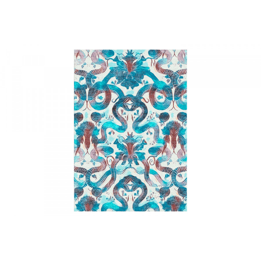 Gordian Rugs Naja D Rug - Blue/Red, 5" x 8"