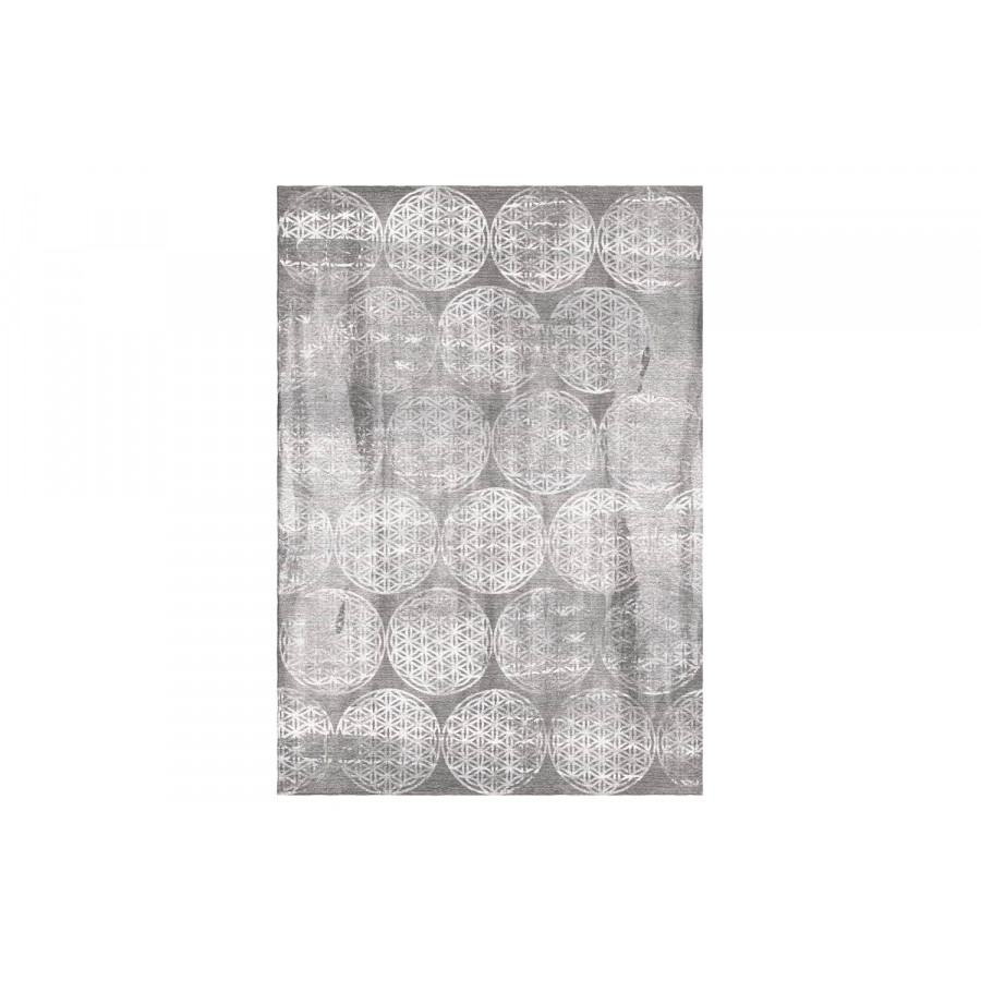 Gordian Rugs Flower Of Life Rug 10 - Gray, 4" x 6"