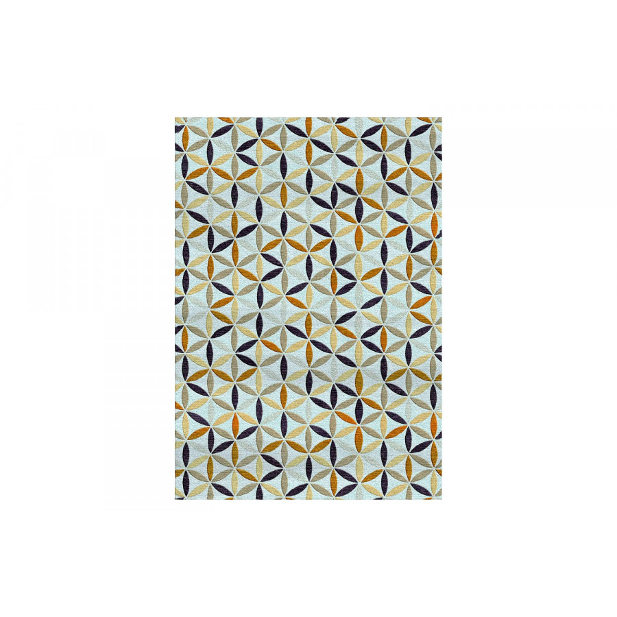 Gordian Rugs Flower Of Life Rug 8 - White/Neutral, 4" x 6"