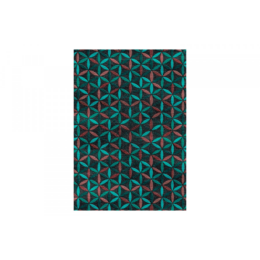 Gordian Rugs Flower Of Life Rug 5 - Green/Burgundy, 6" x 9"