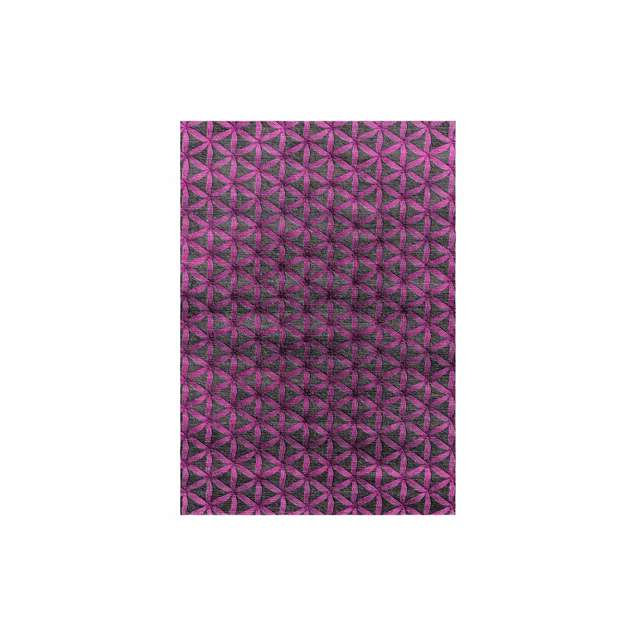 Gordian Rugs Flower Of Life Rug 4 - Violet/Dark Gray, 9" x 12"