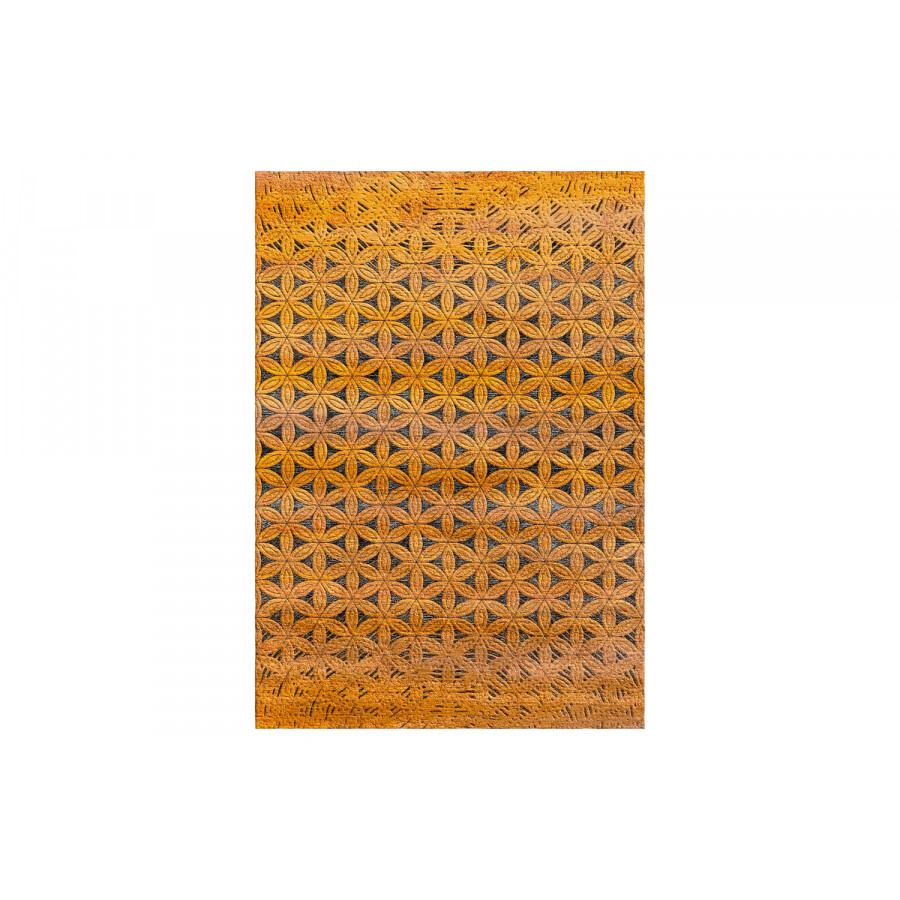 Gordian Rugs Flower Of Life Rug 3 - Beige/Black, 5" x 8"