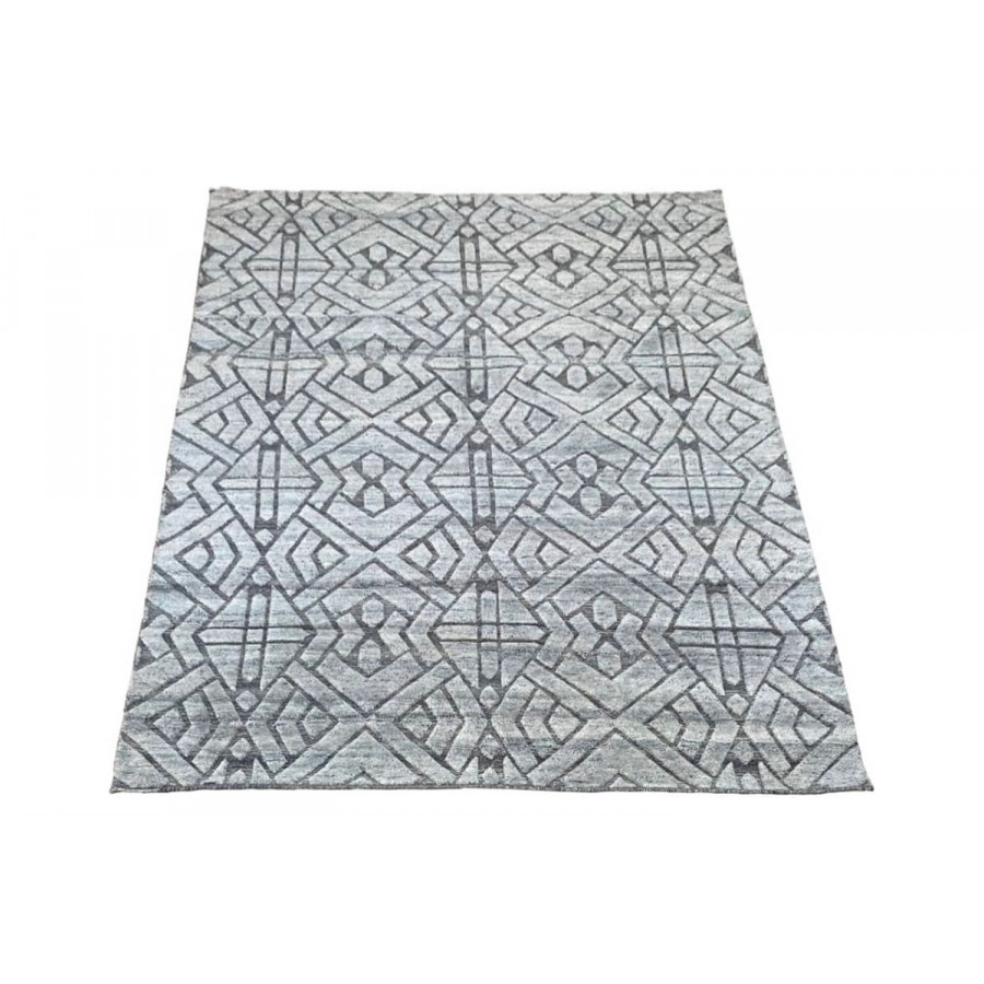 Gordian Rugs Alhambra Teal Gray Hand Knotted Rug Collection - 5" x 8"