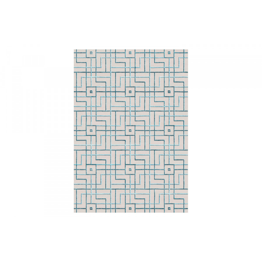 Gordian Rugs Fjord Handwoven Blue And White Silk Rug - 6" x 9"