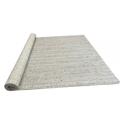 Gordian Rugs Handwoven Beige Popcorn Braided Rug Performance Fabric - 4" x 6"