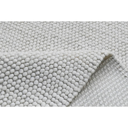 Gordian Rugs Handwoven White Wool Popcorn Braided Rug - 5" x 8"