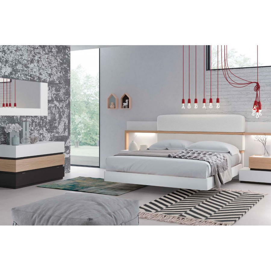 Garcia Sabate Leo Queen Size Headboard - Blanco Matt/Roble Natural